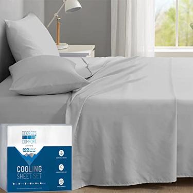 Imagem de Degrees of Comfort Coolmax Lençóis de cama refrescantes tamanho casal para pessoas que dormem quentes, conjunto de lençóis com absorção de umidade para suores noturnos, bolso profundo, ultramacio