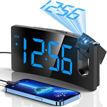 Imagem de Projection Alarm Clock, Digital Clock with 180° Rotatable Projector, 3-Level Brightness Dimmer, Clear LED Display, USB Charger, Progressive Volume, 9mins Snooze,12/24H, Digital Alarm Clock for Bedroom