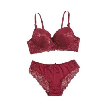 Imagem de Roupas florais transparentes de duas peças com armação push up lingeri