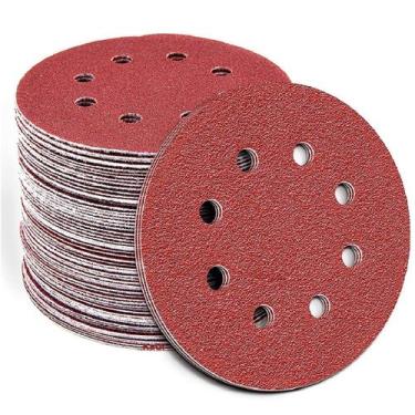 Imagem de 50 X Lixas Disco Grão 5 Polegadas 125mm 8 Furos Lixadeira Politriz KaQ