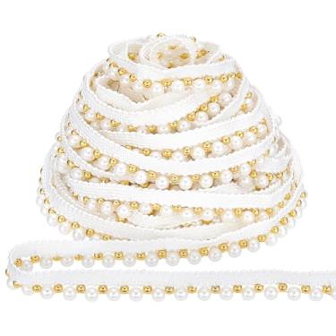 Imagem de PH PandaHall Fita de renda de pérolas falsas com acabamento de renda de 4,5 m, 1,27 cm de largura, acabamento de borda de pérola branca para decoração de Natal