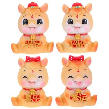 Imagem de MAGICLULU Estatuetas do Ano do Cavalo 2026, 4 peças de esculturas de cavalo de resina, decoração de mesa de ano novo chinês para escritório e casa, ornamentos de prateleira de mesa em miniatura