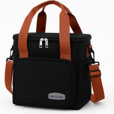 Imagem de Bolsa Térmica Lancheira 8L Porta Marmita com 2 Compartimentos – Mantém Alimentos Quentes e Frios, Ideal para Trabalho, Escola e Viagens – Preta