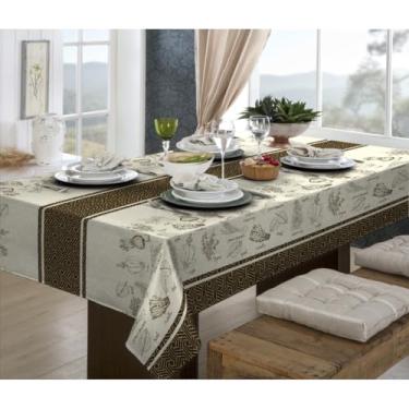 Imagem de Toalha de Mesa Linhão Rústica Oxford - Estampada, 4, 6 e 8 Lugares, Durável e Elegante para Cozinha ou Sala de Jantar(Temperos,1,40x1,40)