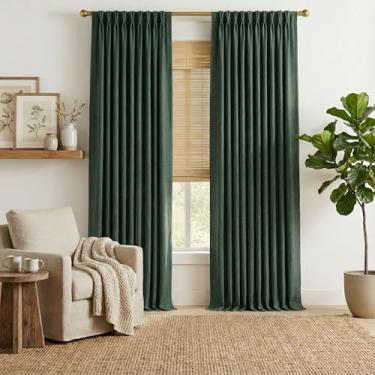 Imagem de PONY DANCE Cortinas plissadas 100% blackout de linho, 213 cm de comprimento, conjunto de 2 painéis para sala de estar, cortinas de isolamento térmico com abas traseiras com ganchos para porta de vidro