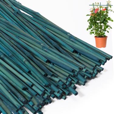 Imagem de Suclain 100 peças de estacas de bambu de 45,7 cm para suporte de plantas, varas de bambu, estacas de jardim altas internas e externas com 100 laços torcidos para tomate, feijão, flores, árvores em