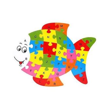 Imagem de Quebra-cabeças de madeira para crianças, vários animais, letras em ing