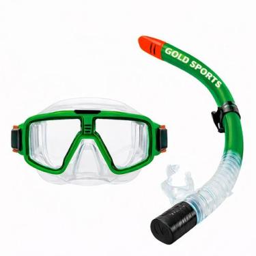 Imagem de Kit Mergulho Gold Sports Pacific Diver- Ajuste Rápido, Único, Verde, U