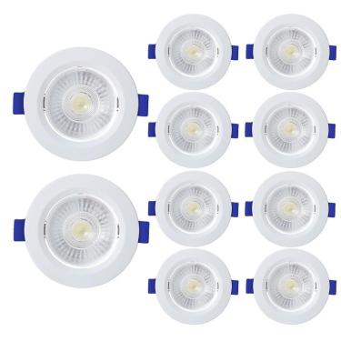 Imagem de Kit 10 Spot De Led Embutir Slim Mr11 Redondo 3w Bivolt 3000k Quente
