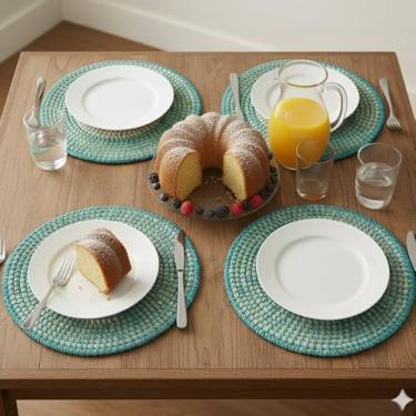 Imagem de Lugar Americano Redondo Trançado Mesa Posta 32cm Ervas Marinhas Celadron (2)