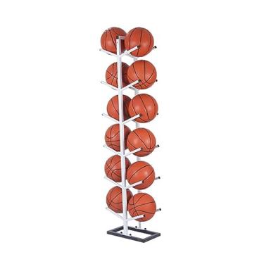 Imagem de ZDJZMGZ Suporte vertical de bola, suporte de basquete de futebol, suporte de exibição multicamadas, rack de armazenamento de futebol de rúgbi, adequado para garagem, casa, escola