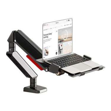Imagem de Suporte de monitor para laptop com bandeja ajustável para notebook de 25 a 43 cm, braço de montagem com mola a gás de movimento total para monitor de 17 a 81 cm (dentro de 4,4 ~ 10 kg), acessórios de