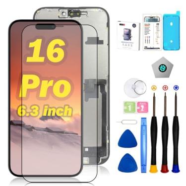 Imagem de EFAITHFIX Tela de substituição para iPhone 16 Pro 6,3 polegadas LCD COF 3D Touch Display Full HD Montagem de moldura digitalizador (A3083, A3292, A3293, A3294) com kit de ferramentas de reparo
