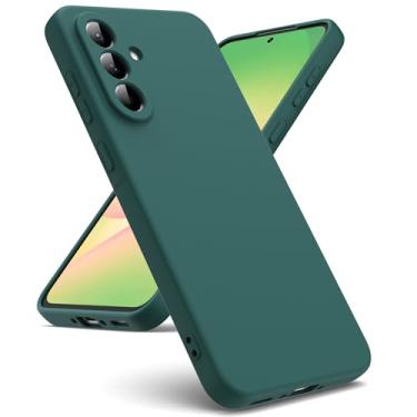 Imagem de Capa de telefone adequada para Samsung Galaxy A56 5G [capa de silicone líquido] [interior de microfibra] capa à prova de choque de gel de silicone líquido de borracha A56 5G - verde noturno