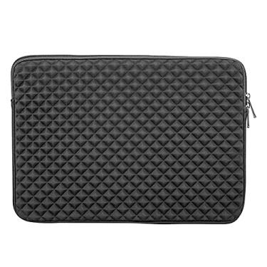 Imagem de Capa protetora para laptop com zíper durável à prova d'água estilo empresarial design quadrado macio para Notebook Tablet PC Tecido de poliéster azul preto rosa opcional (Preta)