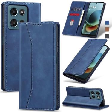Imagem de Jasonyu Capa carteira flip para Moto G Play/G 5G (2026), capa fólio magnética de couro com suporte para cartão, suporte - TPU à prova de choque durável capa protetora para celular, azul