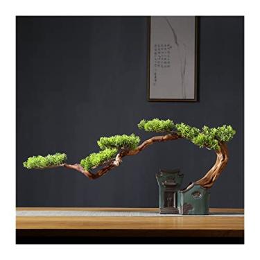 Imagem de Bonsai artificial, plantas artificiais de interior, bonsai, pinheiro, enfeite de planta em vaso, simulação, bonsai, mesa, árvore falsa, decoração de sala de estar, decoração de bonsai artificial (B)