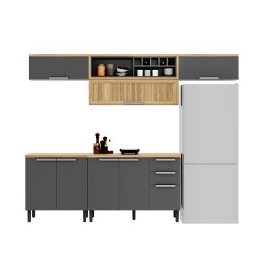 Imagem de Armário De Cozinha Completa 280cm New Porto Grafite Madeira Itatiaia