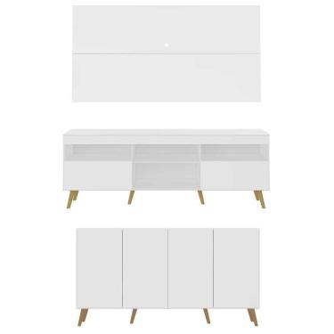 Imagem de Conjunto Sala De Estar Rack Painel Tv 65 e Aparador Retrô