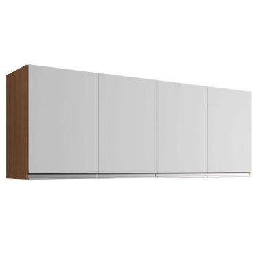 Imagem de Armário Aéreo Para Cozinha 150 Cm 4 Portas Adriana Amêndoa/branco