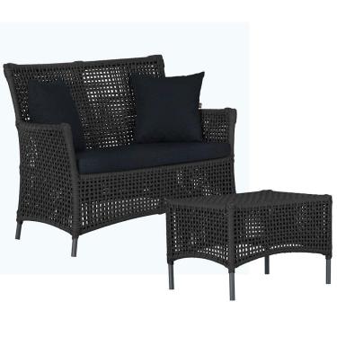 Imagem de 1 Sofá E Mesa Igapó Alumínio Preta Corda Náutica E12 Trama Preto