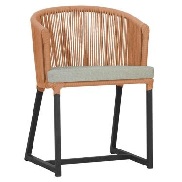 Imagem de Cadeira De Jantar Noronha Alumínio Preta E3 Trama  Terra Cota