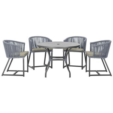 Imagem de Mesa Com 4 Cadeiras E Noronha Estofado 8 Trama Original Prata