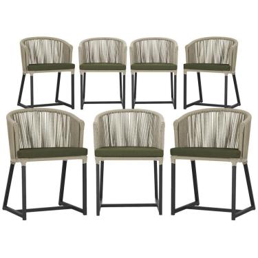 Imagem de 7 Cadeiras De Jantar área Noronha Preta E13 Trama  Rami