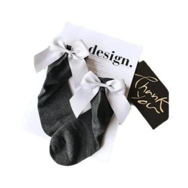 Imagem de Meias De Algodão Femininas Harajuku Com Laço Para O Tornozelo, Estilo 