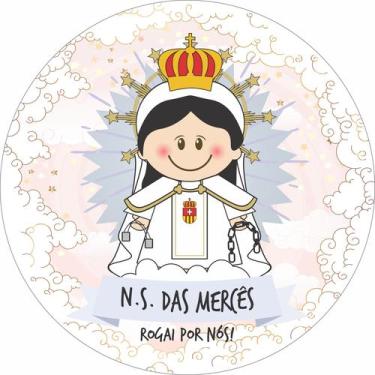 Imagem de Painel de Lona Redondo Santinhos Católicos Nossa Senhora das Mercês - 