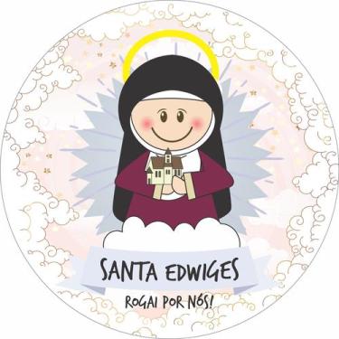 Imagem de Painel de Tecido Sublimado Redondo Santinhos Católicos Santa Edwiges c