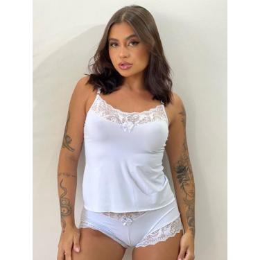 Imagem de Pijama Fresquinho Feminino Short Doll Paixão em Microfibra Branco - Be