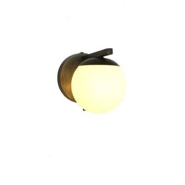 Imagem de Kit 2 Arandela Bola Vidro Branco Moderna Metal Ouro Velho