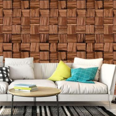 Imagem de Papel De Parede Madeira Tocos Jacarandá Adesivo Sala Quarto