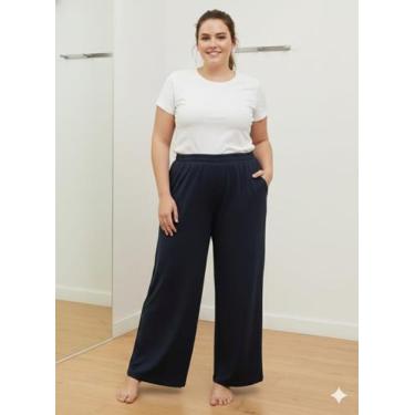 Imagem de Calça Pantalona Plus size Feminina - JUSTA RAZÃO, Preto, 62
