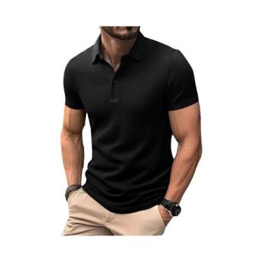 Imagem de Camisa Polo Masculina Casual De Negócios Com Estampa Floral Lisa, Resp