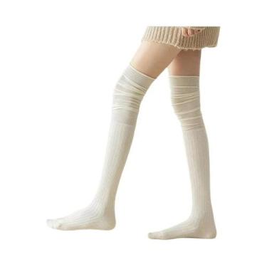 Imagem de Meias Femininas De Cor Sólida Até O Joelho, Respiráveis, De Alta Elast