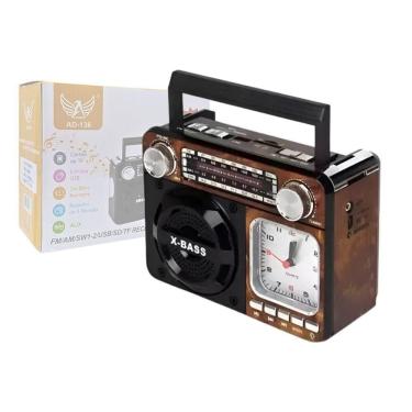Imagem de Radio Retrô Portátil Bluetooth Com Relógio Analógico