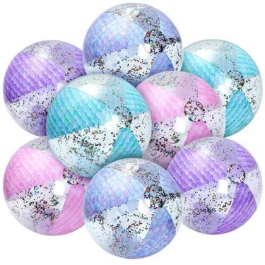 Imagem de Bola de praia inflável Honoson Mermaid 40 cm com inflador 8 peças