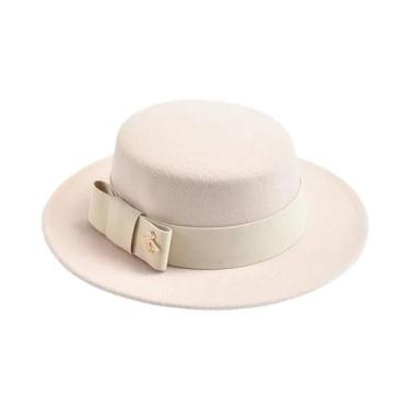 Imagem de Chapéu Fedora Feminino De Moda Com Topo Plano E Laço Para Casamento, I