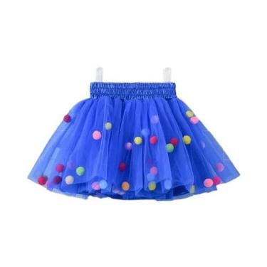 Imagem de Saia Tutu Infantil de Tule com Pompom - Vestido de Princesa para Menin