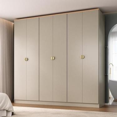 Imagem de Guarda-Roupa Casal Brescia 6 Portas 4 Gavetas Bege - Modern