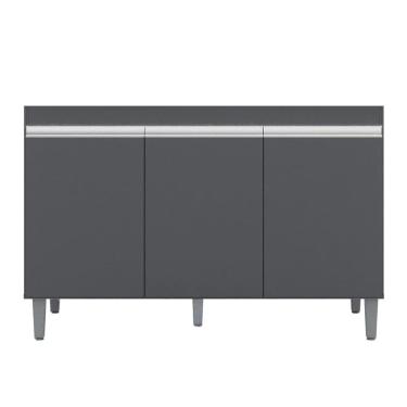 Imagem de Balcão Gabinete Para Pia 120cm 3 Portas Sem Tampo Manu Cinza - Ajl Móveis