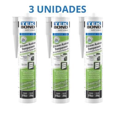 Imagem de Silicone Acético Transparente Construção 256g / 270ml Tekbond, 3