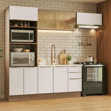 Imagem de Armário de Cozinha Completa 270 x 60 cm Branco Lux Madesa 08, Rustic/B