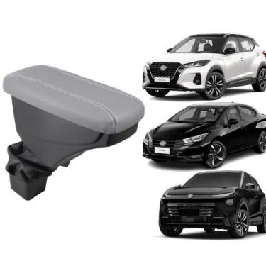 Imagem de Apoio De Braço Nissan Kicks Couro Cinza Costura Branca - GPI Automotiv