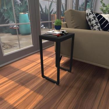 Imagem de Mesa Lateral Preta Aparador De Sofa Sala Mesa Lateral Cama - BeB