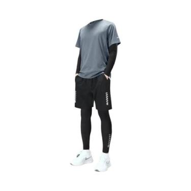Imagem de Roupas De Fitness Masculinas De Secagem Rápida Em Seda Gelada, Conjunt