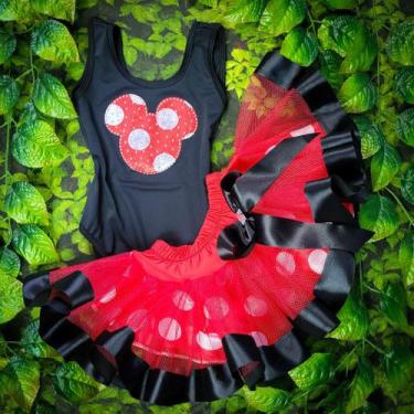 Imagem de Conjunto Body Infantil Fantasia Carnaval Minnie com Saia de Tule (Rosa