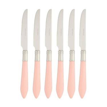 Imagem de Jogo com 6 Facas de Mesa Aço Inox Cabo Acrílico Mother Pearl Rosa - Ly